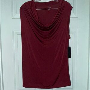 Worthington Deep Red Drape Neck Blouse